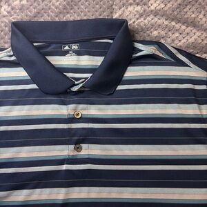 Adidas‎ Men's Blue and White Striped Polo